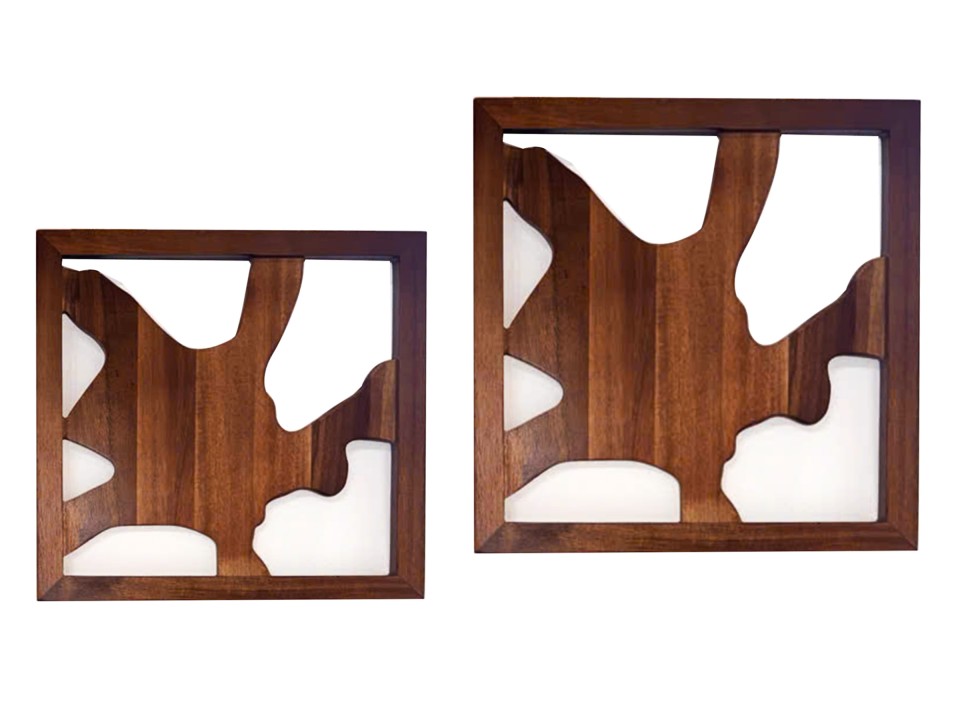Top-tier Acacia Wood Square Cutout Wall Art Set